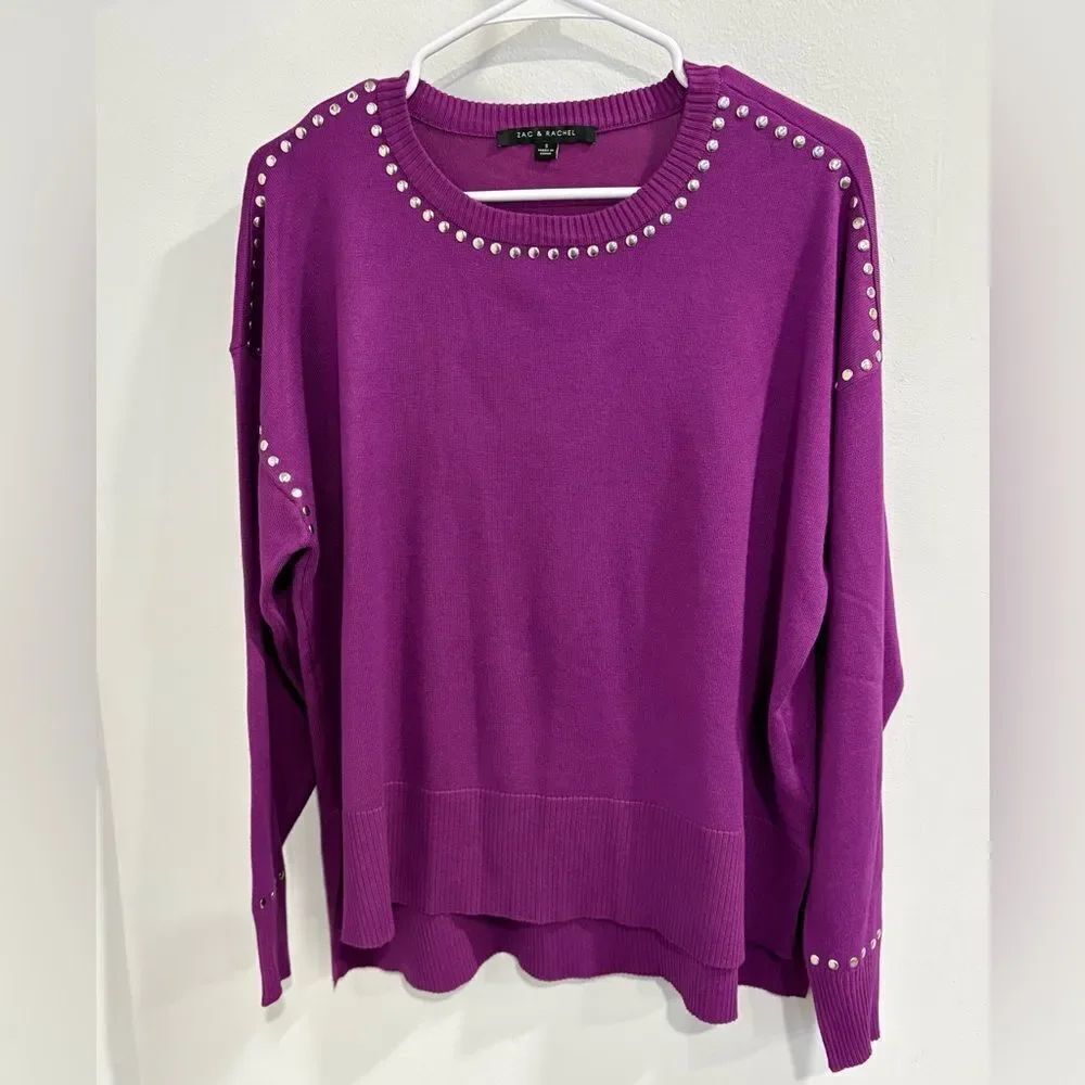 Zac & Rachel Vibrant Purple Cardigan with Studded Details